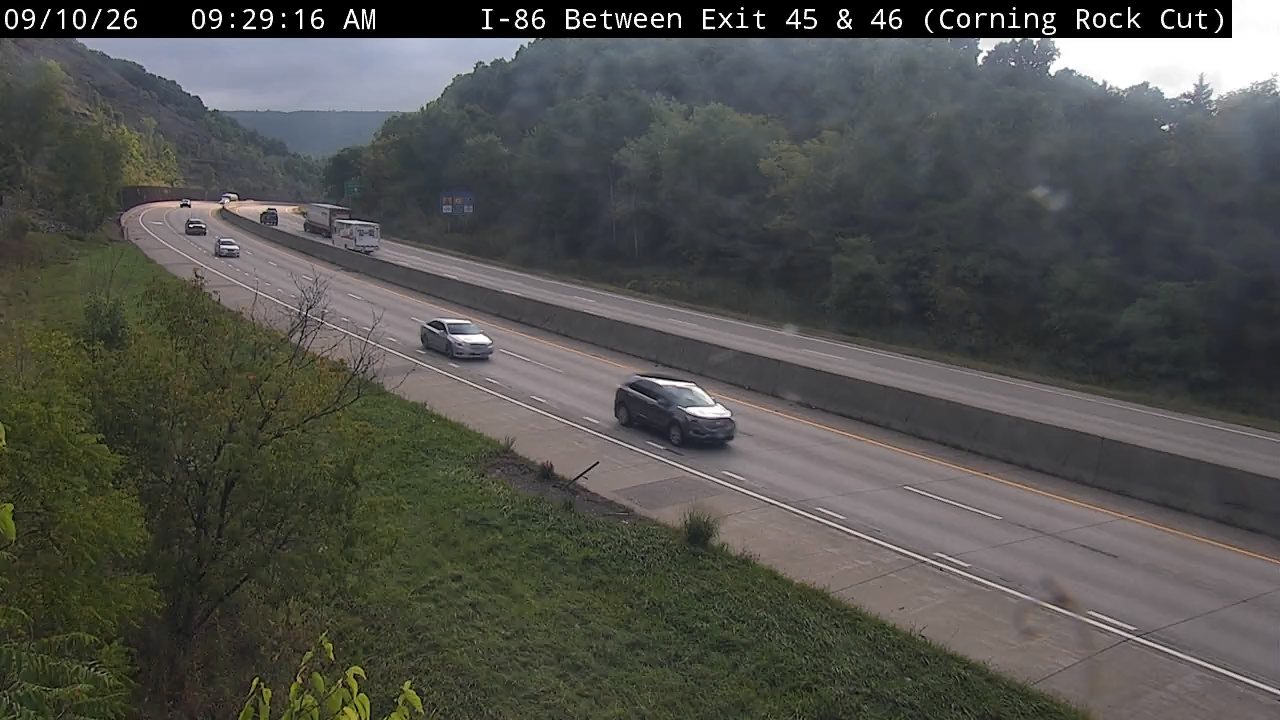 I-86 at Corning Rock Cut (between Exit 45-46 Westbound)